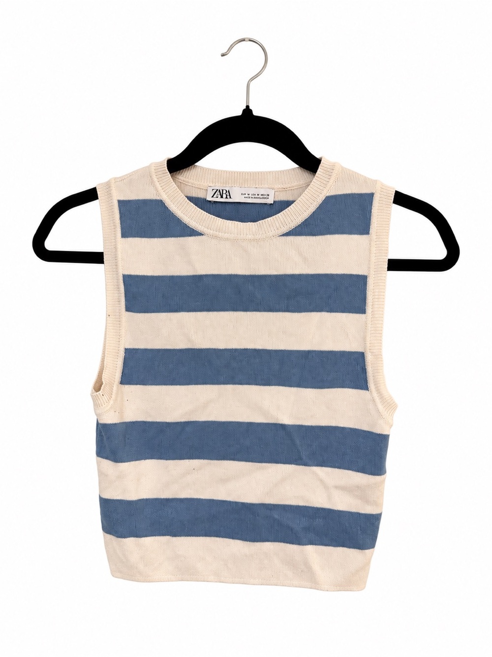 Zara Blue and Cream Striped Girls Knit Tank